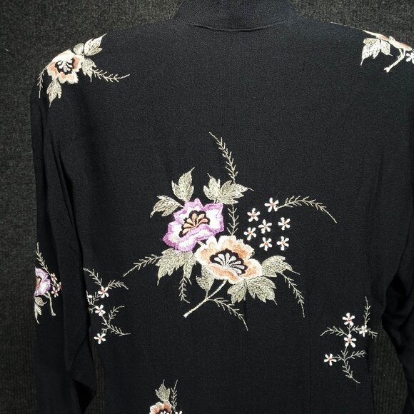 1930's Black Wool Flower Embroidered Sheath - Picture 6 of 9